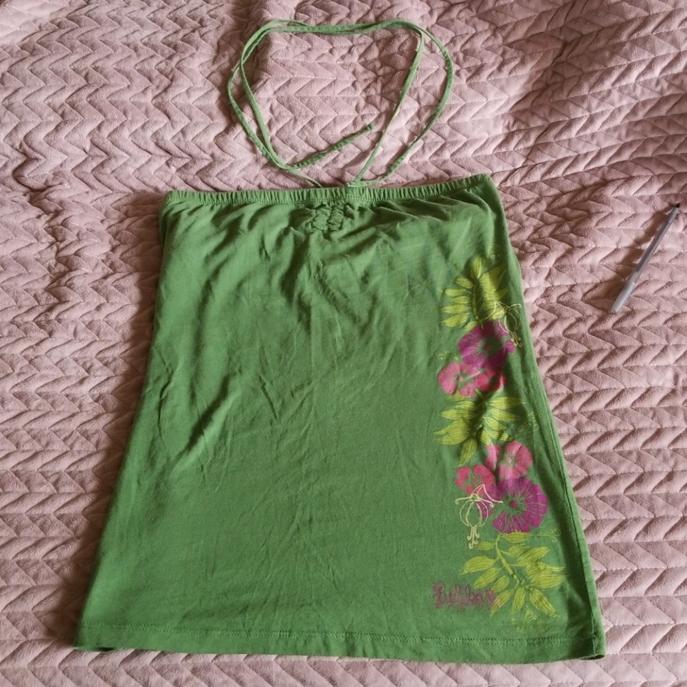 Cute, strapless Hawaiian flowered top